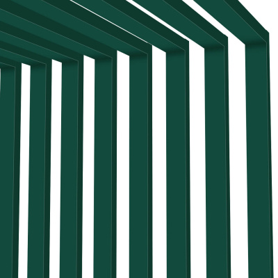 Декоративные рейки металлические RAL6005/6005 Зеленый Мох двусторонний на стенах и потолке в сборе