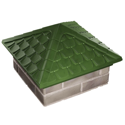 Колпак на столб забора ELBRUS Зеленый 1,5х1,5 кирпича Черепица фото 3